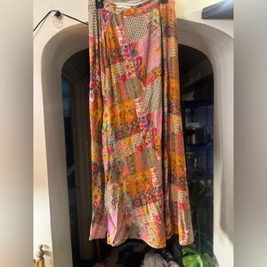 NATURAL LIFE Multicolor Floral Rayon Skirt. Slit on one side